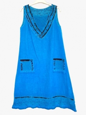 Mavi Otantik Buldan Bezi & Şile Bezi Yağ Yıkama Elbise